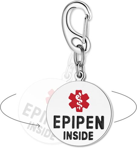 Divoti 1.25" Stainless Steel Dual-Sided (1 Unit) EpiPen Inside Bag Tag - Quick Clip in Kuwait