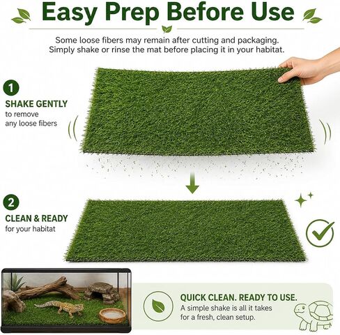Artificial Grass Mat for Reptile Habitats, 23.6 x 12.6 in Replacement Grass Pad for Turtle Basking Platforms, Terrariums, Turtle Tanks, Lizards, Geckos and Snakes in Saudi Arabia
