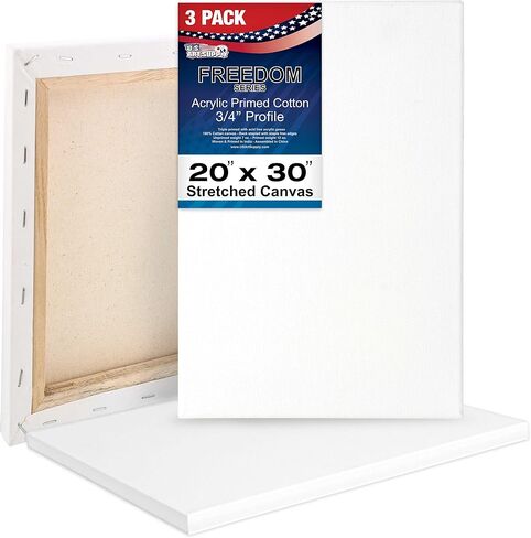 U.S. Art Supply 30"x40" Stretched Canvas for Painting, 3/4" Profile, 3-Pack in Kuwait