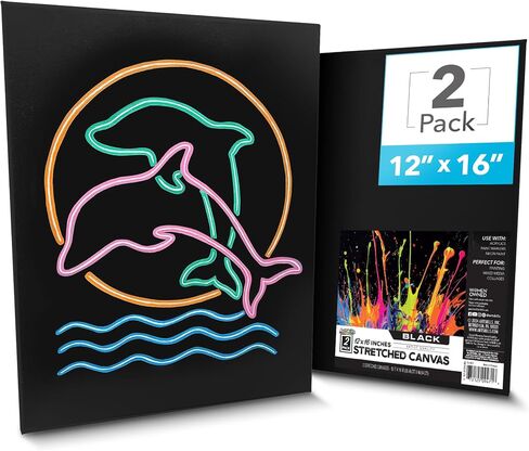 ArtSkills Black Canvas, Stretched Canvases for Painting, Supplies for Artists, 12x16, 2-Pack in Saudi Arabia
