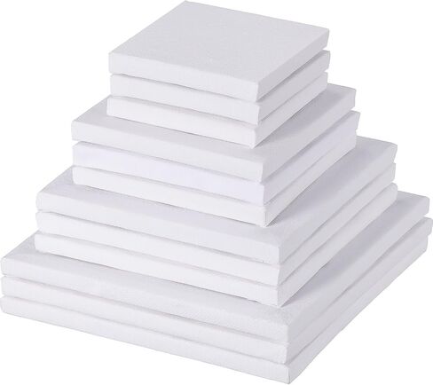 Hestya 12 Pcs Mini Canvases 3/4 / 5/6 Inch, Blank Square Stretched in Kuwait