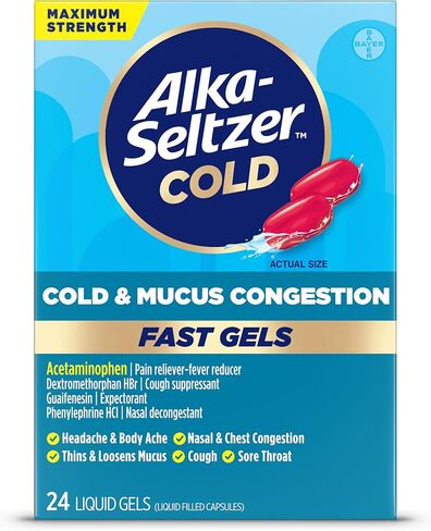 Alka-Seltzer Plus Maximum Strength Cough, Mucus & Congestion Powermax Liquid Gels, 24 Count in Kuwait