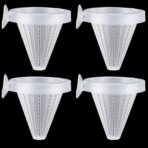 4PCS Bloodworm Feeder Aquarium Worm Feeder Cone Cup Shape Plastic Live Bloodworms Aquarium Feeders Nematode Basket-Feeder Fish Supplies with Suckers for Fish Tank in Saudi Arabia