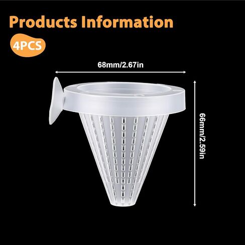4PCS Bloodworm Feeder Aquarium Worm Feeder Cone Cup Shape Plastic Live Bloodworms Aquarium Feeders Nematode Basket-Feeder Fish Supplies with Suckers for Fish Tank in Saudi Arabia