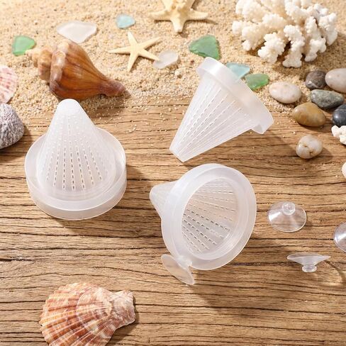 4PCS Bloodworm Feeder Aquarium Worm Feeder Cone Cup Shape Plastic Live Bloodworms Aquarium Feeders Nematode Basket-Feeder Fish Supplies with Suckers for Fish Tank in Saudi Arabia