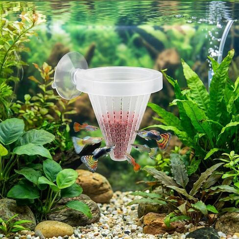 4PCS Bloodworm Feeder Aquarium Worm Feeder Cone Cup Shape Plastic Live Bloodworms Aquarium Feeders Nematode Basket-Feeder Fish Supplies with Suckers for Fish Tank in Saudi Arabia