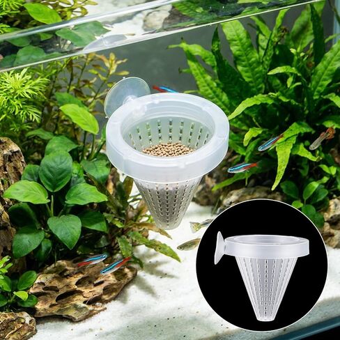 4PCS Bloodworm Feeder Aquarium Worm Feeder Cone Cup Shape Plastic Live Bloodworms Aquarium Feeders Nematode Basket-Feeder Fish Supplies with Suckers for Fish Tank in Saudi Arabia