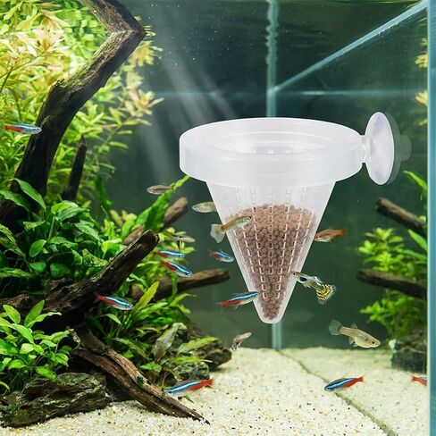4PCS Bloodworm Feeder Aquarium Worm Feeder Cone Cup Shape Plastic Live Bloodworms Aquarium Feeders Nematode Basket-Feeder Fish Supplies with Suckers for Fish Tank in Saudi Arabia