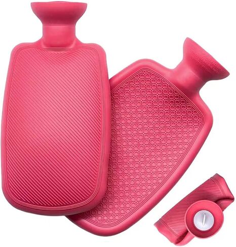 BYVOV Silicone Hot Water Bottle,2L BPA Free,Durable Hot Water Bag for Pain Relief for Neck Shoulder,Hot Compress and Heat Therapy,Red in Kuwait