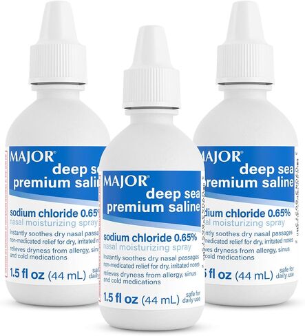شركة Major Pharmaceuticals Deep Sea Generic لرذاذ ترطيب الأنف المحيطي لضغط الجيوب الأنفية، 1.5 أونصة سائلة (عبوة من 3 قطع) in Kuwait