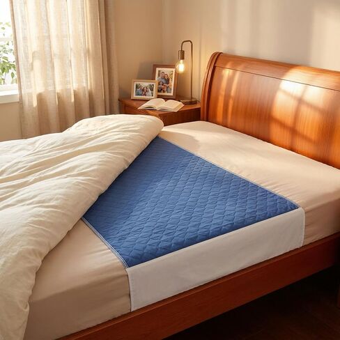 2 Pack Cotton Top-Layer Reusable Tuckable Underpads 34"X36" Incontinence Bed Pads Twin Size 21" Wings in Kuwait