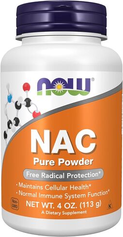 مكملات NOW، NAC (N-Acetyl Cysteine) 600 مجم مسحوق نقي، 4 أونصة، أبيض in Kuwait