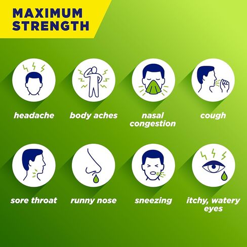 Alka-Seltzer Plus Maximum Strength Power Max Sinus, Allergy and Cough Medicine for Adults and Children 12 Years and Older - Relieves Symptoms from Allergies, Colds or Hay Fever, 24 Count in Kuwait