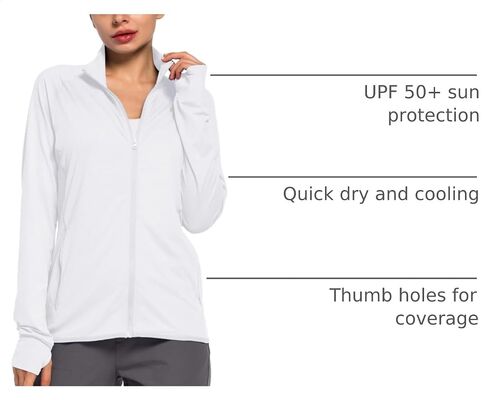 Women's UPF 50+ Sun UV Protection Shirt Long Sleeve Lightweight SPF/UV Running Hiking Athletic Jacket with Zip Pockets in Kuwait