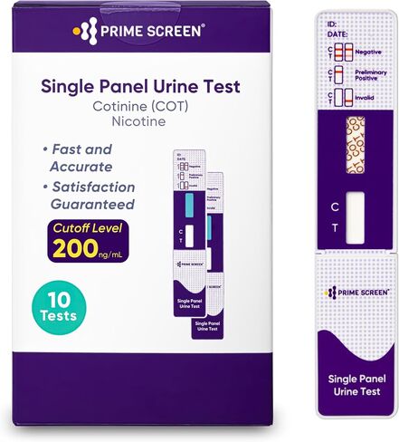 Prime Screen [10 Pack] Nicotine Tobacco Cotinine Urine Test Kit - Urine Dip Card Testing Cotinine from Smoking - WCOT-114 in Saudi Arabia