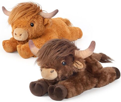 Highland Cow Stuffed Animals, Microwavable & Weighted Stuffed Animal, Highland Cow Plush for Warmth Comfort, Heatable Coolable Lavender Scent Toy, Cute Soft Plushies Gifts for Kids Boy Girl and Adults in Kuwait