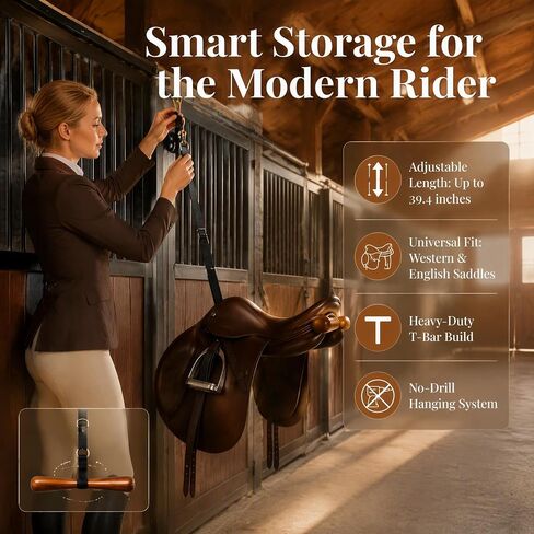 Portable Saddle Rack, Adjustable Saddle T Hanger for Car & Trailer (Black) in Saudi Arabia