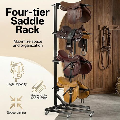 4 Tier Saddle Rack with Wheels, Heavy Duty Horse Saddle Stand in Saudi Arabia