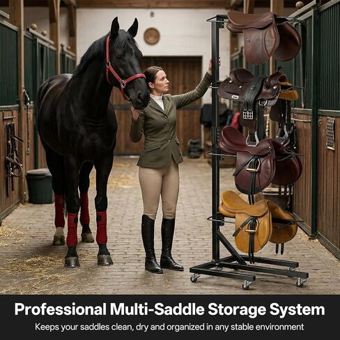4 Tier Saddle Rack with Wheels, Heavy Duty Horse Saddle Stand in Saudi Arabia