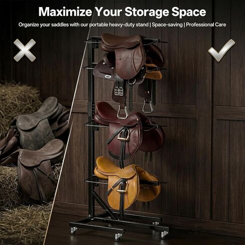 4 Tier Saddle Rack with Wheels, Heavy Duty Horse Saddle Stand in Saudi Arabia