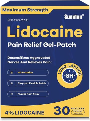 Sumifun 4% يدوكائين لتخفيف الآلام الرقع 30 عدد أقصى قدر من القوة رقعة جل مخدرة للظهر والركبة والرقبة وآلام المفاصل وآلام العضلات in Kuwait