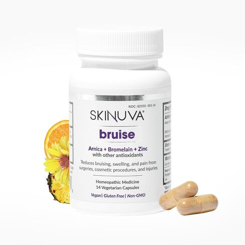Skinuva® Bruise, Arnica + Bromelain + Zinc Supplement for Bruising and Swelling, Homeopathic Bruise Remedy - 14 Capsules (7 Day Treatment) in Kuwait