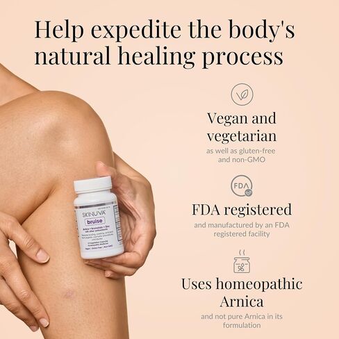 Skinuva® Bruise, Arnica + Bromelain + Zinc Supplement for Bruising and Swelling, Homeopathic Bruise Remedy - 14 Capsules (7 Day Treatment) in Kuwait