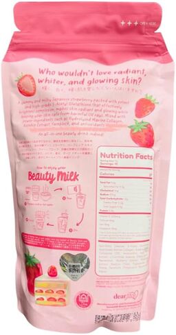 Dear Face Beauty Milk Japanese Collagen STRAWBERRY Drink - 50,000mg Hydrolyzed Collagen, 6.3 Ounce (Pack of 1) in Kuwait
