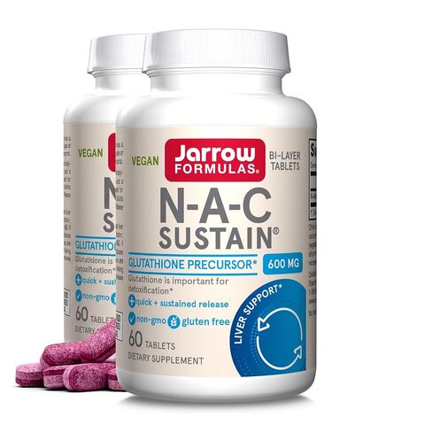 Jarrow Formulas N-A-C Sustain 600 mg - Antioxidant Amino Acid Supplement - 60 Sustain Tablets - Supports Liver & Lung Function - Precursor to Glutathione - 60 Servings (PACKAGING MAY VARY) in Kuwait