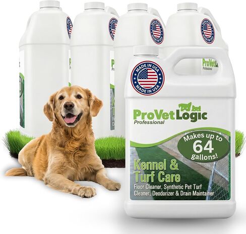 ProVetLogic Kennel & Turf Care (4 Pack) - Dog Kennel & Synthetic Pet Turf Cleaner and Deodorizer - Pet Floor Cleaner & Drain Maintainer - Yard Odor Eliminator for Dogs - Makes 256 Gal (Concentrated) in Kuwait