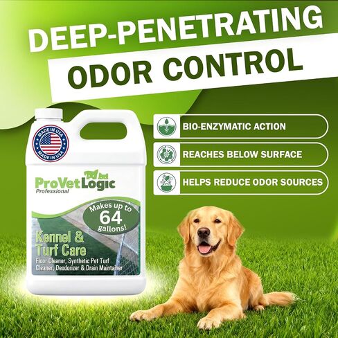 ProVetLogic Kennel & Turf Care (4 Pack) - Dog Kennel & Synthetic Pet Turf Cleaner and Deodorizer - Pet Floor Cleaner & Drain Maintainer - Yard Odor Eliminator for Dogs - Makes 256 Gal (Concentrated) in Kuwait
