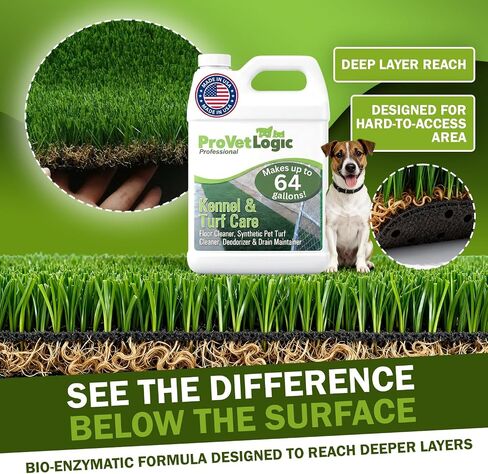 ProVetLogic Kennel & Turf Care (4 Pack) - Dog Kennel & Synthetic Pet Turf Cleaner and Deodorizer - Pet Floor Cleaner & Drain Maintainer - Yard Odor Eliminator for Dogs - Makes 256 Gal (Concentrated) in Kuwait