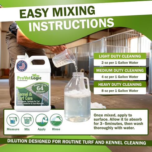 ProVetLogic Kennel & Turf Care (4 Pack) - Dog Kennel & Synthetic Pet Turf Cleaner and Deodorizer - Pet Floor Cleaner & Drain Maintainer - Yard Odor Eliminator for Dogs - Makes 256 Gal (Concentrated) in Kuwait