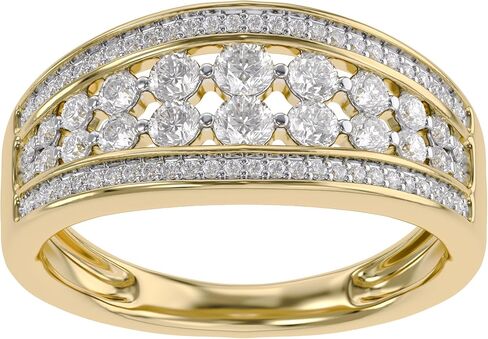 SAVEARTH DIAMONDS 0.70 Carat (Cttw) Round Cut Lab Created Moissanite Diamond Four Row Wedding Band Ring For Women In 14k Gold Over Sterling Silver (G-H Color VVS1 Clarity) in Saudi Arabia