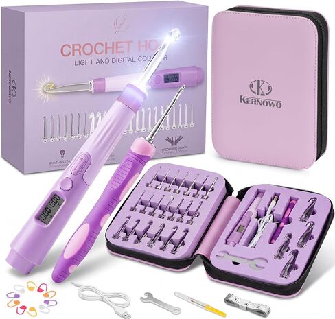 Counting Crochet Hook Set with Light -Crochet Kit for Beginners, 2.0~14.0mm in Saudi Arabia