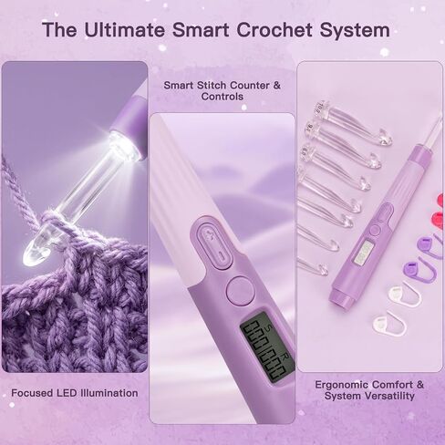 Counting Crochet Hook Set with Light -Crochet Kit for Beginners, 2.0~14.0mm in Saudi Arabia