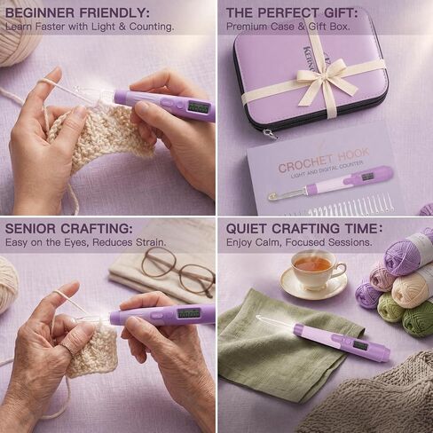 Counting Crochet Hook Set with Light -Crochet Kit for Beginners, 2.0~14.0mm in Saudi Arabia