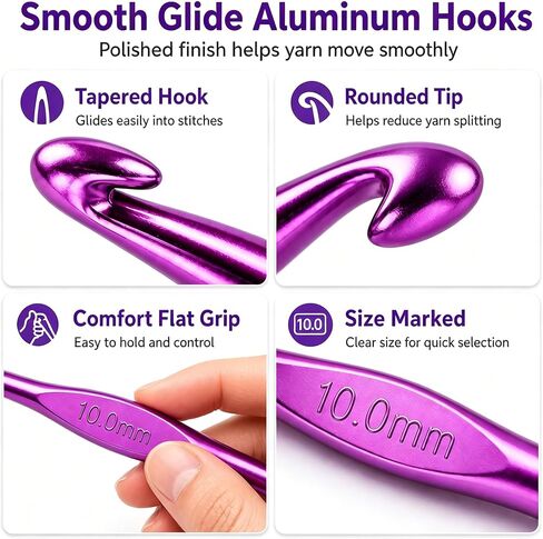 Bofoho 14 Sizes Aluminum Crochet Hook Set for Beginners, 2mm(B)-10mm(N) in Kuwait