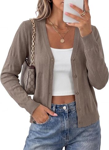 Arach&Cloz Cardigan Sweaters for Women 2024 Summer Fall Fashion Button Lightweight Knit Clothes Cozy Clouds in Kuwait