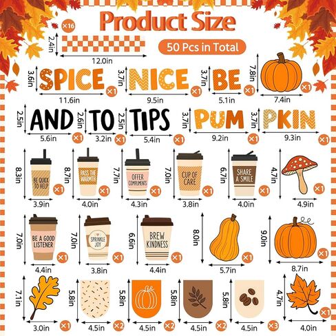 50Pcs Fall Bulletin Board Decorations Set in Kuwait