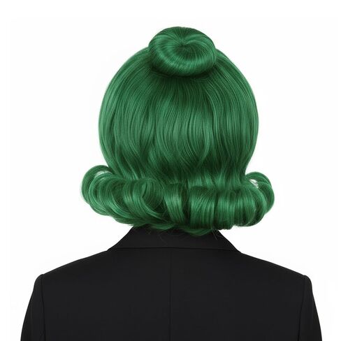 Boys Short Green Wavy Wig with White Eyebrow Set Halloween Character Costume Wig (Green) in Kuwait