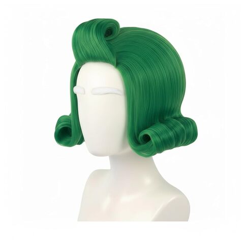 Boys Short Green Wavy Wig with White Eyebrow Set Halloween Character Costume Wig (Green) in Kuwait