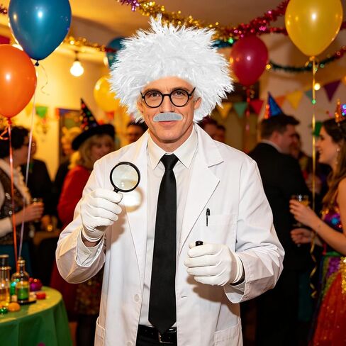 Rrshnsgv 10 PCS Old Man Mad Scientist Wig Set,Dressing up Grandpa Costume,Crazy Physicist Wig Costume for Cosplay Party,Stage Performance in Saudi Arabia
