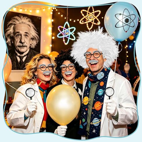 Rrshnsgv 10 PCS Old Man Mad Scientist Wig Set,Dressing up Grandpa Costume,Crazy Physicist Wig Costume for Cosplay Party,Stage Performance in Saudi Arabia