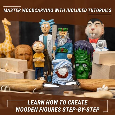 BeaverCraft Wood Carving Kit for Beginners S16 – Whittling Knives Sloyd, Chip Wood Carving Knife, Basswood Blocks for Carvers - Whittling Tools Set in Saudi Arabia
