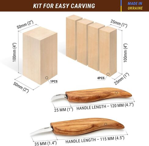 BeaverCraft Wood Carving Kit for Beginners S16 – Whittling Knives Sloyd, Chip Wood Carving Knife, Basswood Blocks for Carvers - Whittling Tools Set in Saudi Arabia
