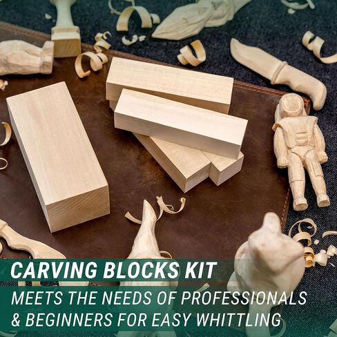 BeaverCraft Wood Carving Kit for Beginners S16 – Whittling Knives Sloyd, Chip Wood Carving Knife, Basswood Blocks for Carvers - Whittling Tools Set in Saudi Arabia