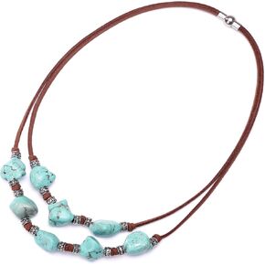CANEVINKA Suede Turquoise Necklace for Women Handmade Y-Shape Bohemain Vintage Pendant Jewelry Lariat… in Saudi Arabia