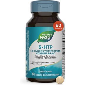 Nature's Way 5-HTP, Calms Nerves and Supports Appetite*, L-5-Hydroxytryptophan, Vitamins B6 & C, Griffonia Bean Extract 50 mg Per Tablet, 60 Count in Saudi Arabia