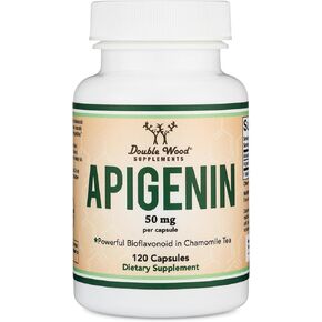 Apigenin Supplement - 50mg per Capsule, 120 Count (Powerful Bioflavonoid Found in Chamomile Tea for Relaxation, Sleep, and Mood) Senolytic Flavonols for Aging Manufactured in The USA by Double Wood in Saudi Arabia